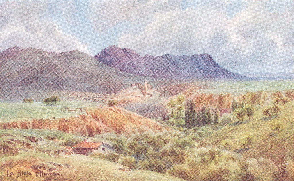 EBRO. Rioja Alavesa. Looking Northwards across 1906 old antique print picture